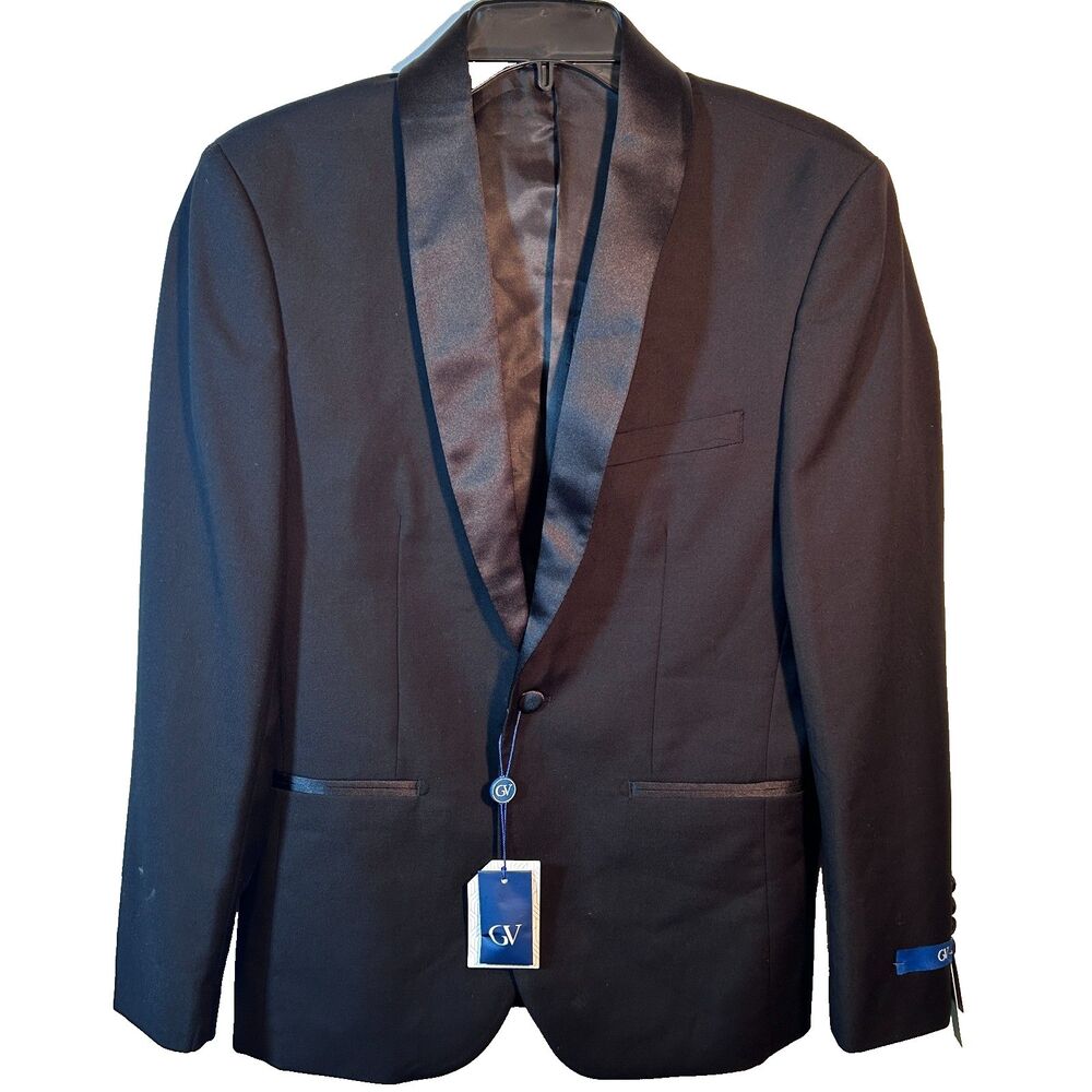 GV Gino Vitale Men's Black TX300 Slim Fit Tuxedo Suit Jacket Size 36S Short